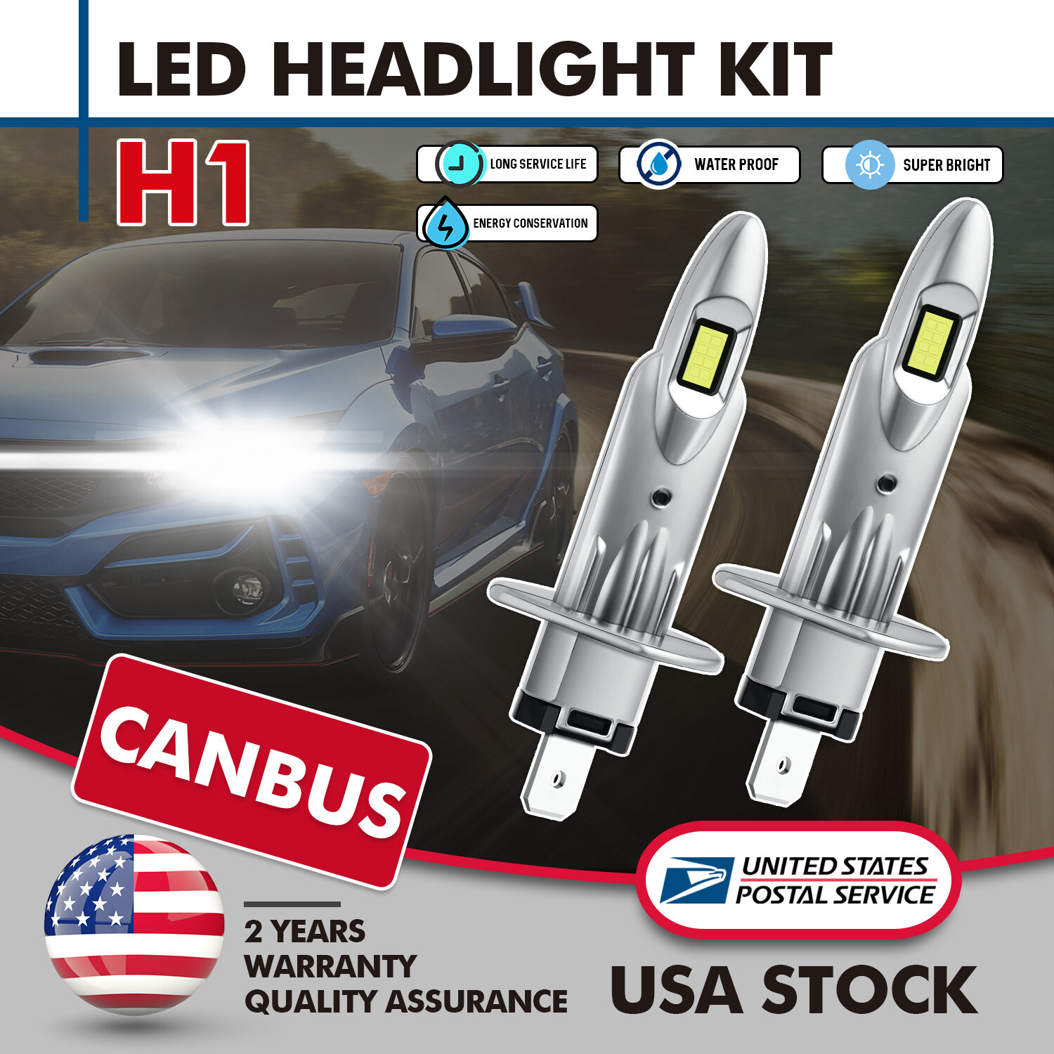 2× CANbus H1 LED Headlight Bulbs Kit Super Bright 6000K For Kia Optima 2006-2015