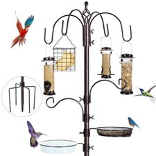 6-Hook Bird Feeding Station Kit Wild Bird Feeder Stand Pole, Multi-Feeder Kit