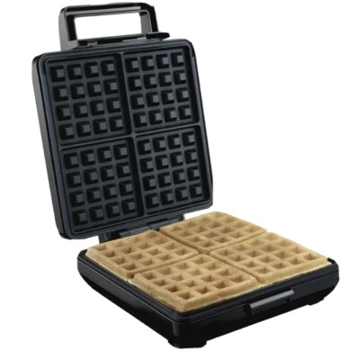 Hamilton Beach 4 Square Nonstick Waffle Maker, Black. Model 26020, New ...