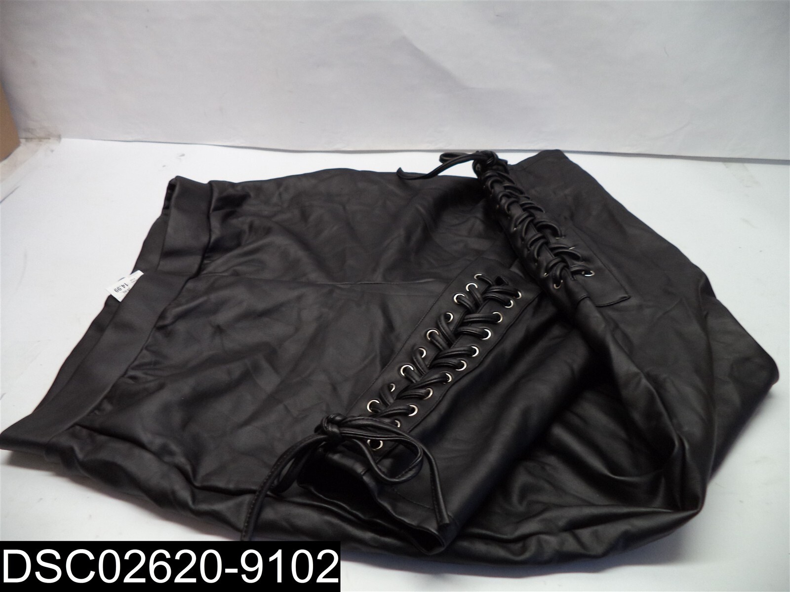 NWT Large Black Lace-Up Ankle Leather Pants Dressy Stylish