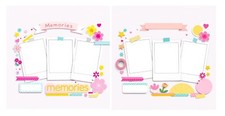 Premade Cardstock 12x12 Layouts Scrapbook set Of 2 Memories Printed
