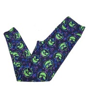 Os LuLaRoe Leggings Halloween Neon Green Pumpkins Blue Purple Black Fits 2/10