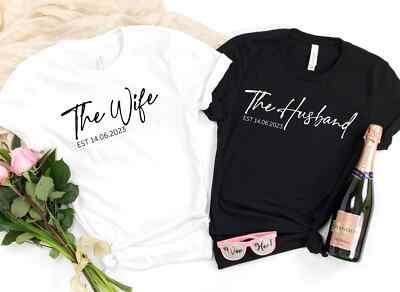 Personalised The Husband, The Wife Matching tshirts Bride and Groom Couples
