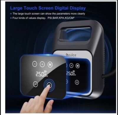 COULAX Digitale Reifenfüller Pumpe, HD Touchscreen Tragbarer Luftkompressor, Neu!