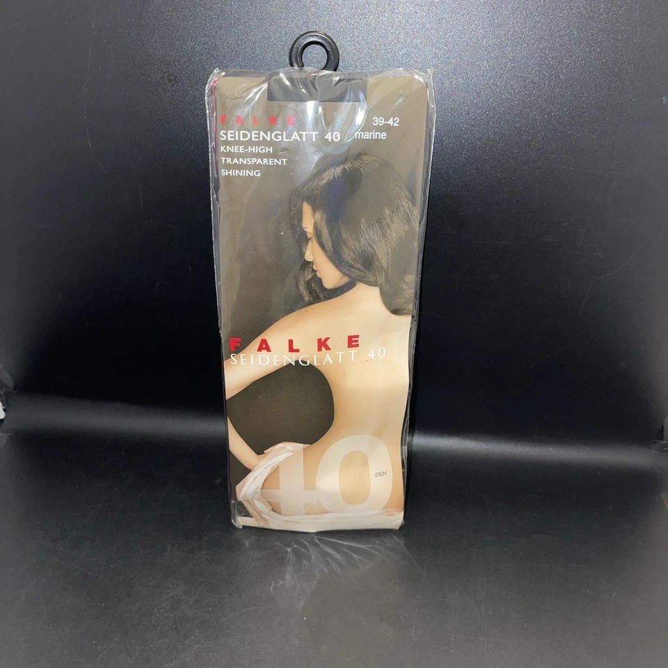 Medias hasta la rodilla Falke para mujer lisas de seda 40 Den - azul marino Foto 4 de 4