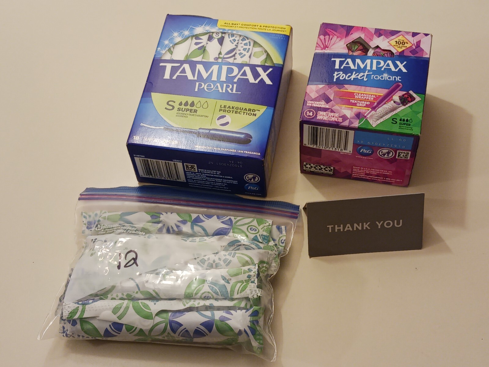Tampax Pearl Pocket Radiant Super 30 & 14 pack Lot Bundle 44 Total