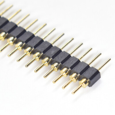 100pcs Gold Round Pin Header 40pin Male Single Row 1x40pin 2.54mm