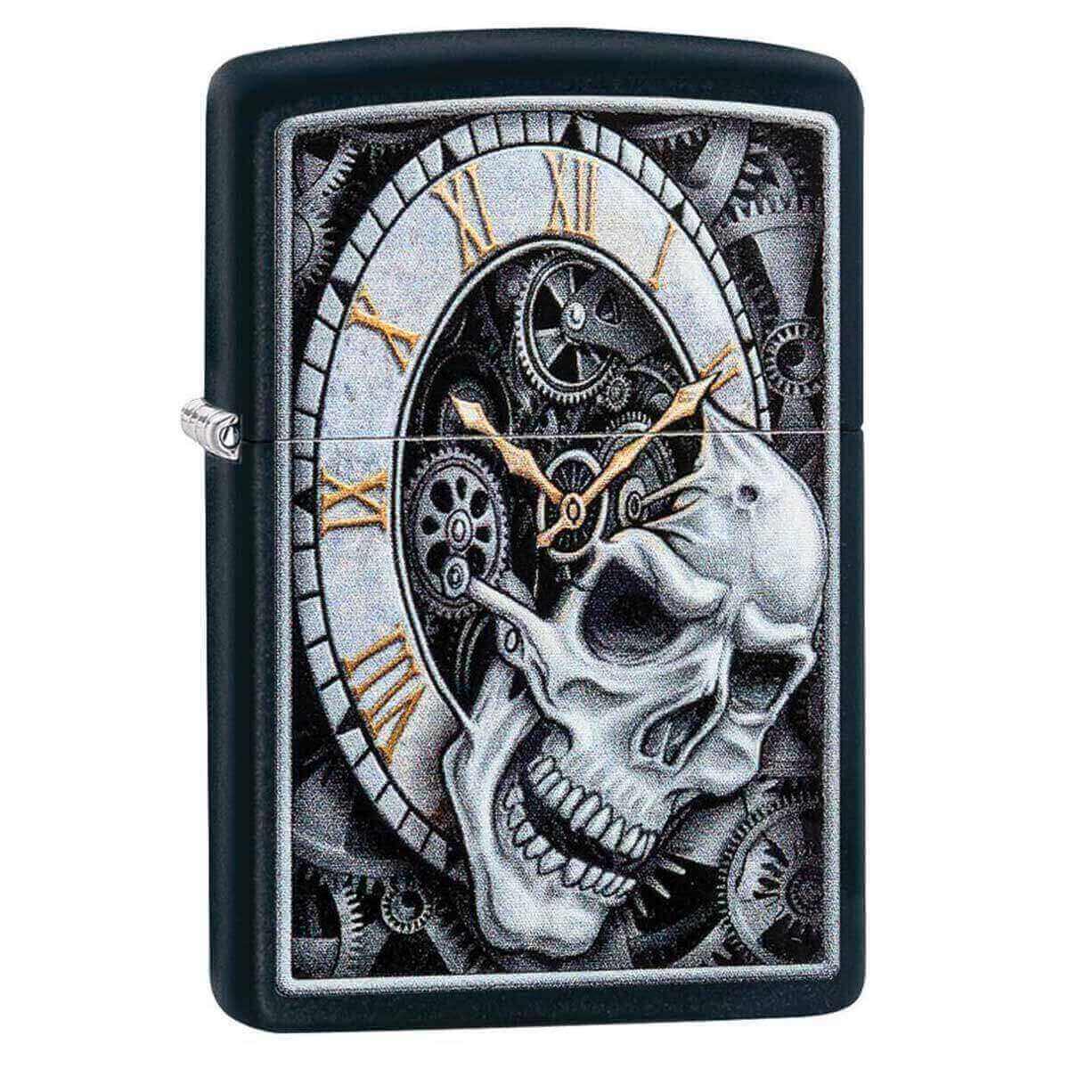 Skull Clock Design Black Matte Refillable 29854