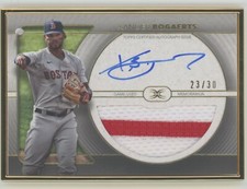 2021 TOPPS DEFINITIVE XANDER BOGAERTS GOLD FRAMED AUTO PATCH /30 RED SOX