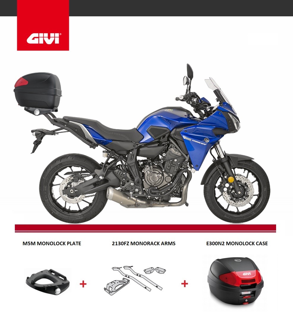 YAMAHA MT-07 TRACER 2016 - 2017 GIVI E300N2 TOP BOX + 2130FZ RACK + M5M Monolock