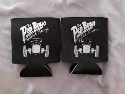 (2) THE PEP BOYS Speed Shop SOFT FOAM CAN KOOZIES  Manny Moe & Jack