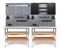Ondis24 Werkstatt Set 240 Cm 2X Werkbank Metall 2X Werkzeugwand - Lochwand Haken