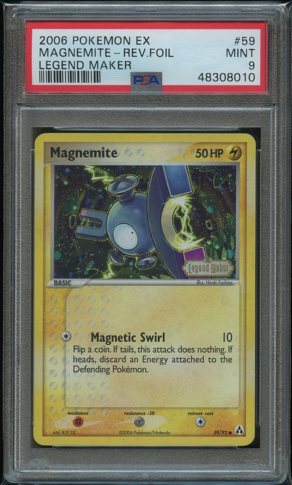 Pokemon Magnemite Reverse Holo PSA 9 Mint 59/92 Legend Maker