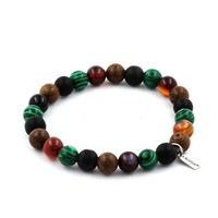 Steine Und MinéRaux. Armband Perlen Achat Phylum + Schwarz Onyx Matt + Malachit