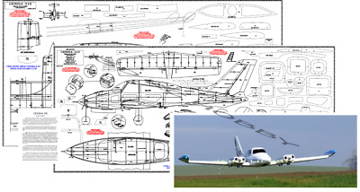 R/C Airplane Plans PRINTED: Cessna 310 73'' Wingspan