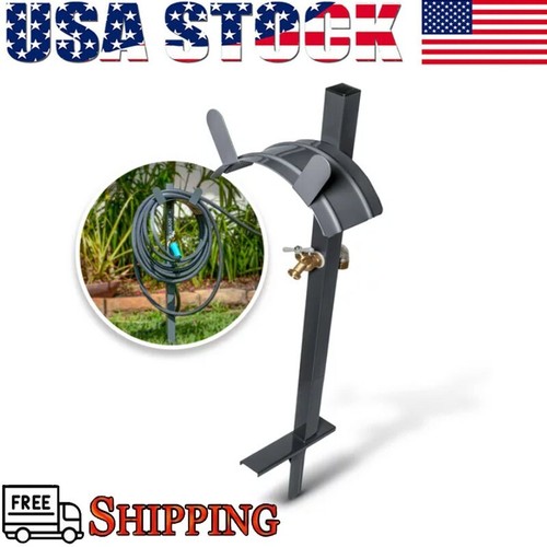 Garden Hose Holder Storage Stand W/ Brass Faucet Curved Hanger Heavy