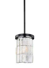 Sea Gull Lighting Corsicana Pendant LED White Capiz Shade Single Light - 6" Wide