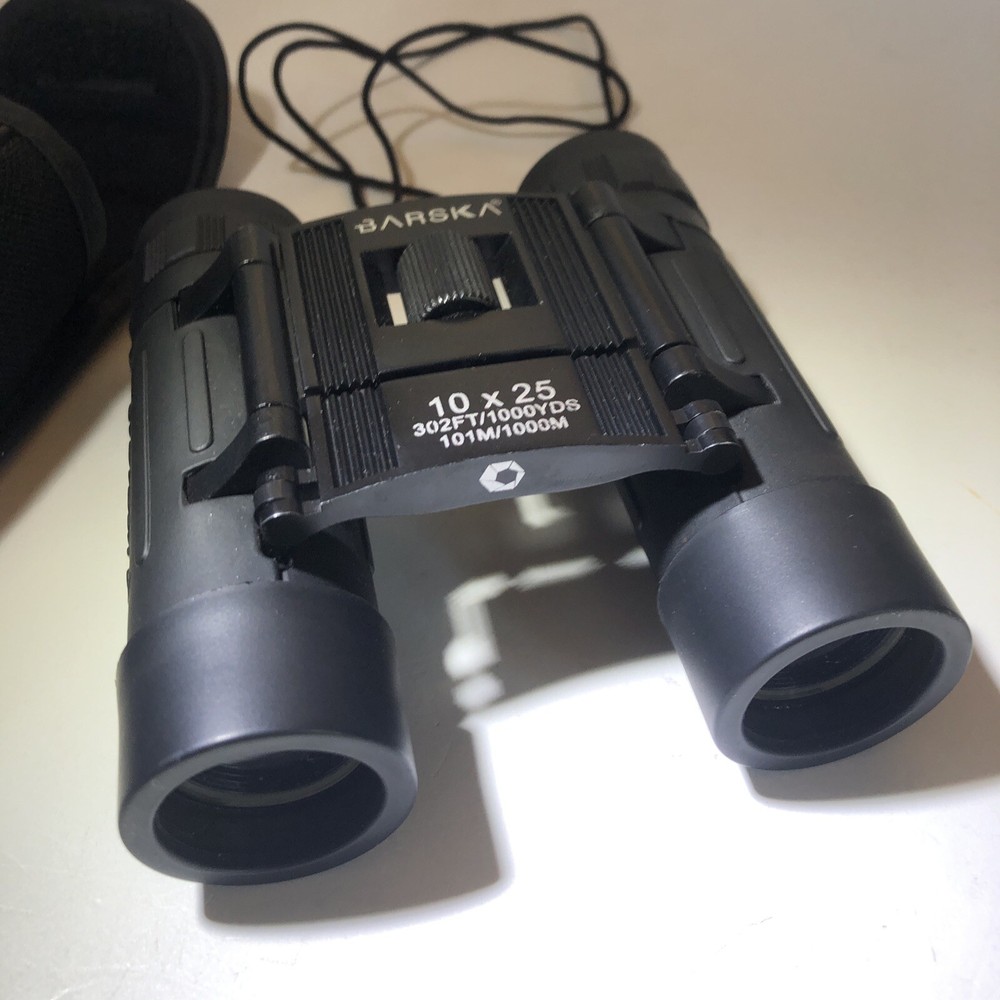 BARSKA Binoculars 10x25 302ft/1000yds. 101M/1000M Compact With Case And Strap