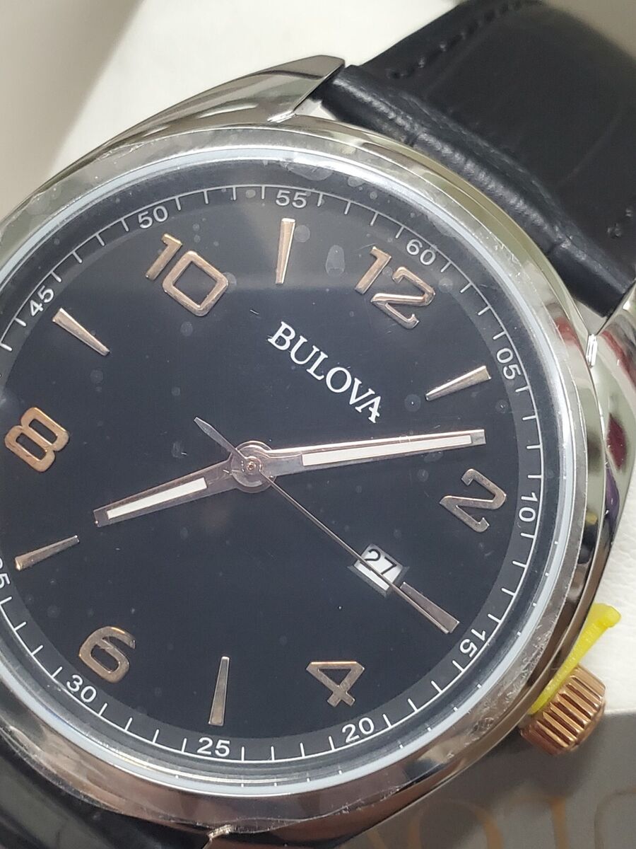 Bulova Men's Classic Calendar Quartz Luminous Black Leather Bulova Men's Classic Calendar Quartz Luminous Black Leather