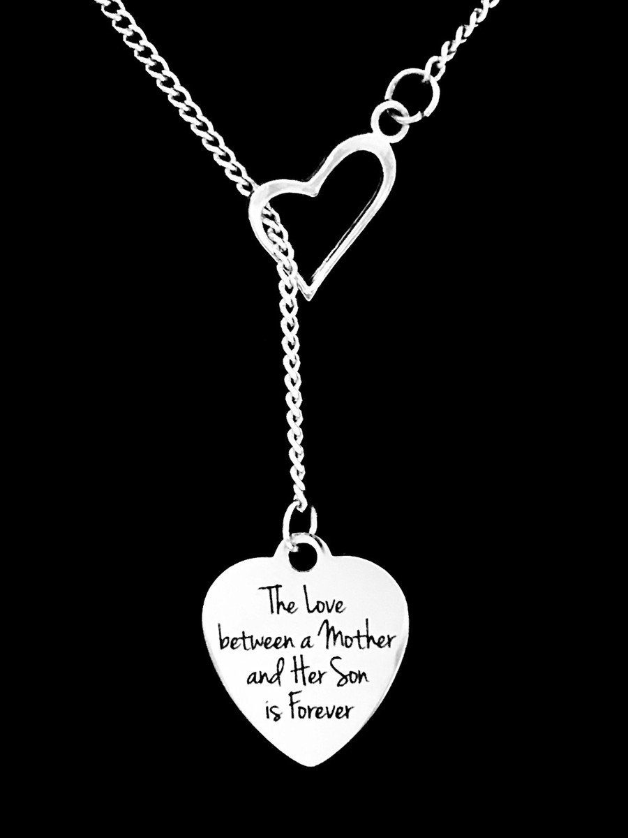 Mother Son Necklace The Love Between Is Forever Heart Lariat Gift