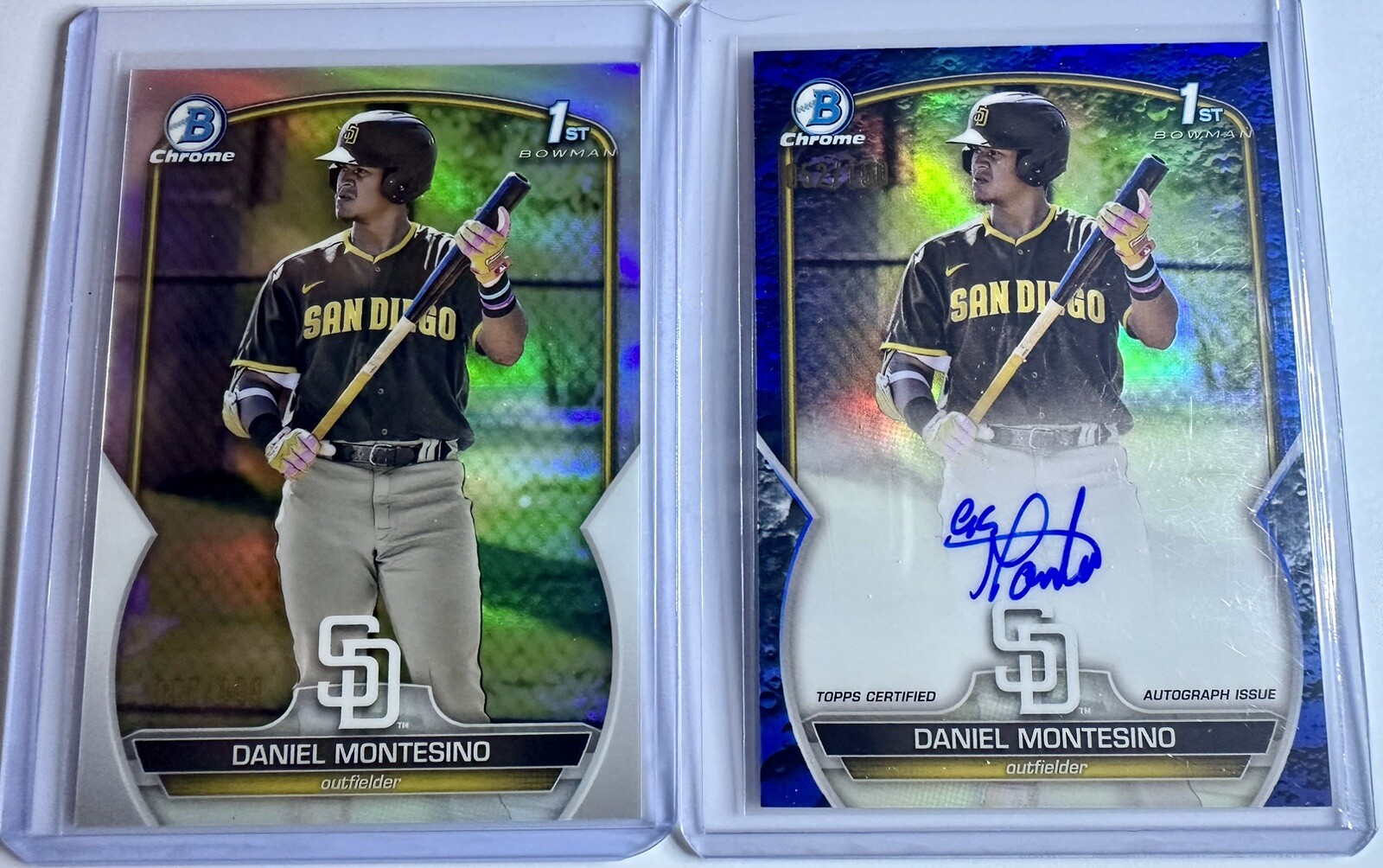 2023 Bowman Chrome 1st DANIEL MONTESINO Blue Lunar Refractor Auto /150 +1 SP