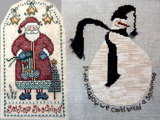 Santas Stocking Hang By Fireplace In Meadow Built Snowman CROSS STITCH PATTERNS