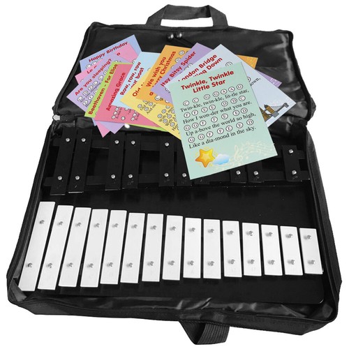 Black and White Xylophone 25 Notes Chromatic Glockenspiel with Sheet Music Cards - 第 8/13 張圖片
