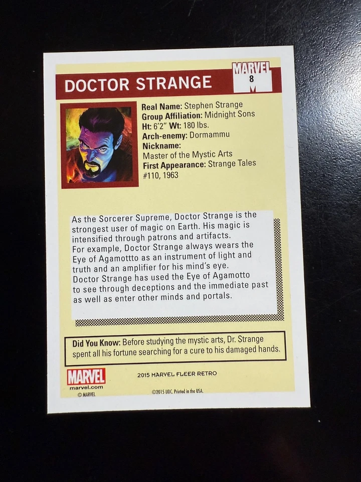 Marvel Fleer 2015 retro Dr. Doctor Strange #8 1990 Impel Universe raro casi nuevo/como nuevo Foto 2 de 2