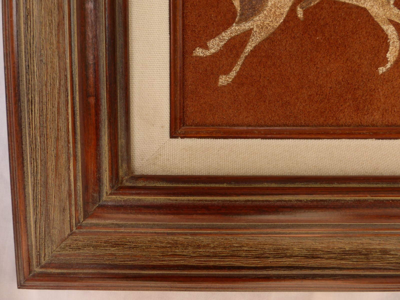 Vtg SW Erv Johnson Acrylic on Suede & Mimbres PAINTING 26.5" x 30