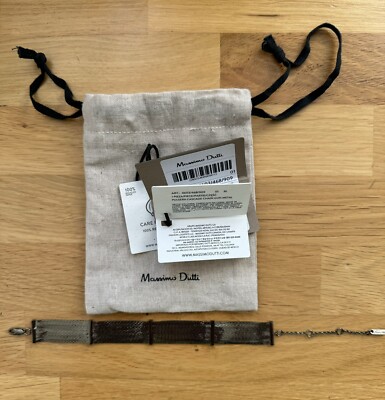 Massimo Dutti Metal  Chain Gunmetal   Bracelet Lobster Closure BNWT