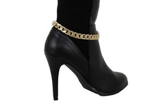 Women Gold Metal Chain Links Boot Bracelet Classic Shoe Basic Charm Anklet Strap