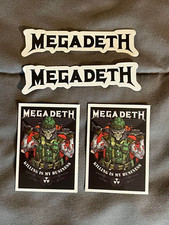 Lot of 4 MEGADETH 3/4" to 3" Band Logo Stickers FAST FREE SHIP Mustaine