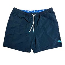 TOMMY BAHAMA Black Swim Shorts Trunks Sz XL Cargo Pocket Vacation Board Fishing