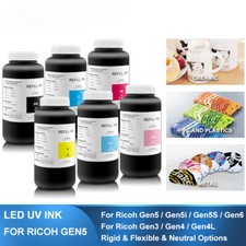 High quality 6 1000ML LED Curable UV Ink For Ricoh G3 G4 G5 G5i G6 Printhead