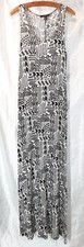 Forever21 Sz M Maxi Racerback Tank Dress Aztec Geometric Tribal Boho Black Beige