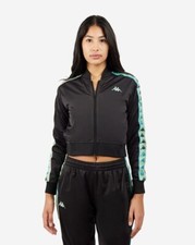 Women's Jacket Kappa 222 Banda Allure Black Smoke-green Sage/sz Small.