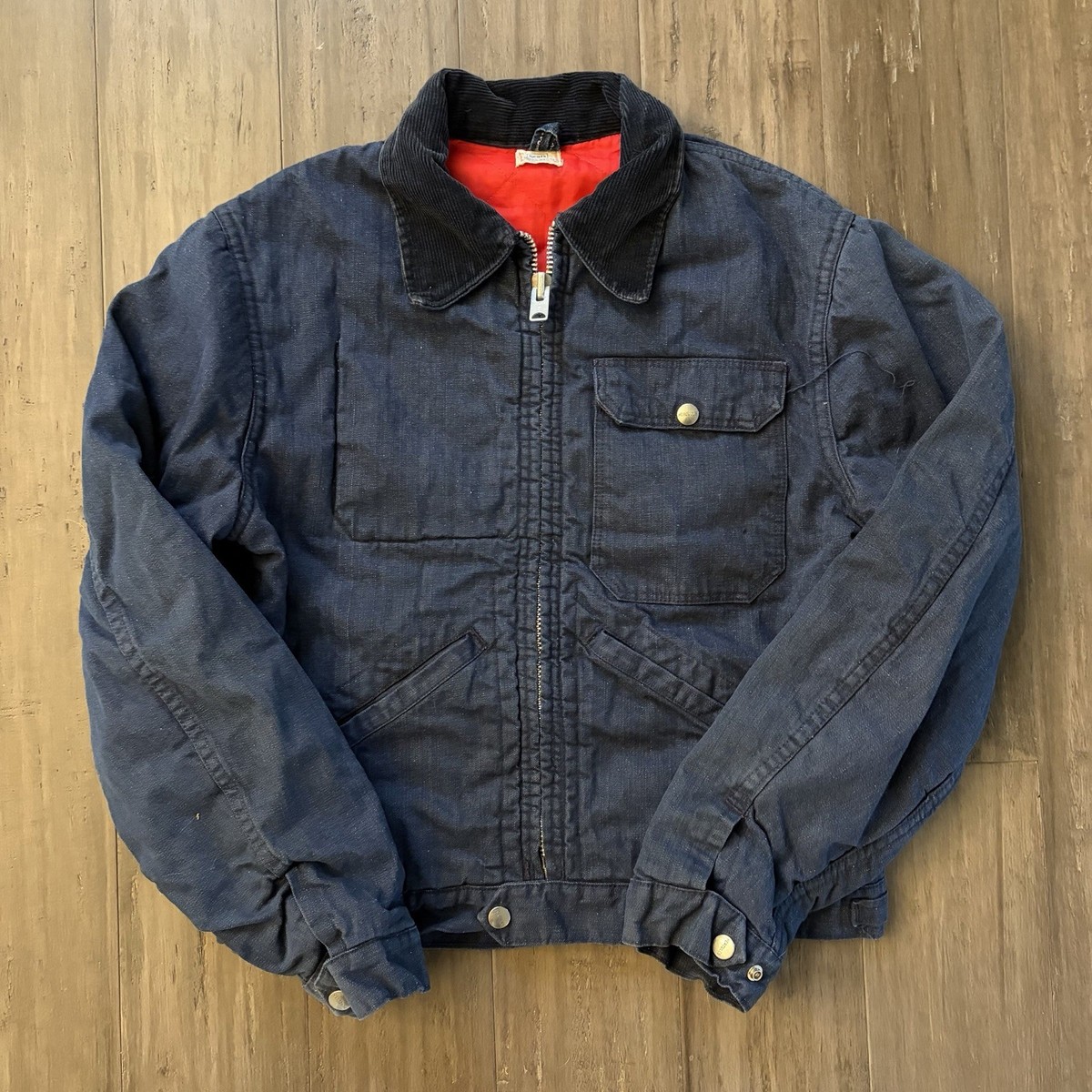 1950s 1960s Hercules Cropped Denim Indigo Work Jacket Mens Large