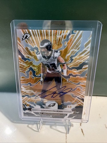 Cooper DeJean 2025 Topps Resurgence Gold Power Surge Auto /50 Eagles #82