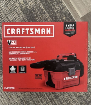#ad CRAFTSMAN V20 20V Cordless Wet Dry Vacuum 2 Gallon TOOL ONLY $80.00