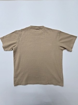 Pull&Bear Mens T-Shirt Beige Logo Patch Size S Basic Crew Neck