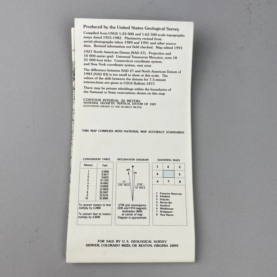 USGS Topographic Map 1993 Survey 30"x60" CT, NY Waterbury 41073-E1-TM-100 - Image 2 of 4