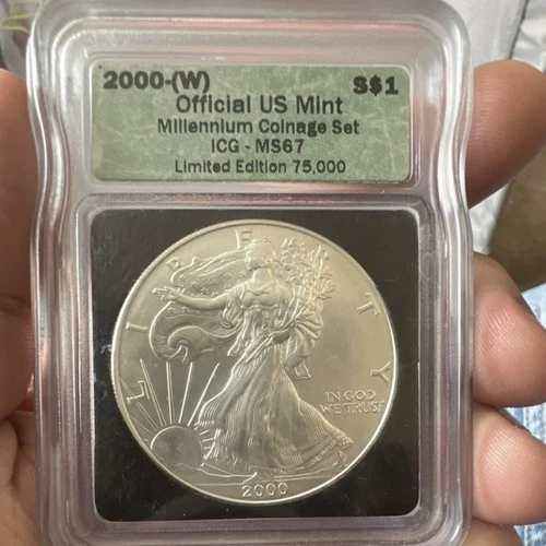 U.S. Mint 2000 American Silver Eagle 1 oz .999 Silver ICG MS67 Millennium Set