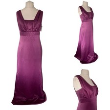 Women Ball Gown Dress Size 12 Purple Wedding Guest Party Prom Satin Maxi New