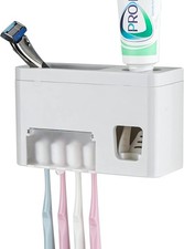 Self Adhesive Toothbrush Holders Wall Mounted Multifunction Toothpaste Stand