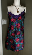 Ventelle Lace 70s Floral Satin Mini Lingere Slip Dress Size Med Fairy Lace