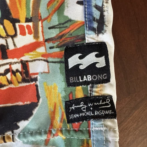 Boardshorts Billabong para hombre 34 Andy Warhol Jean Michel Basquiat 19” entrepierna raro - Imagen 4 de 21