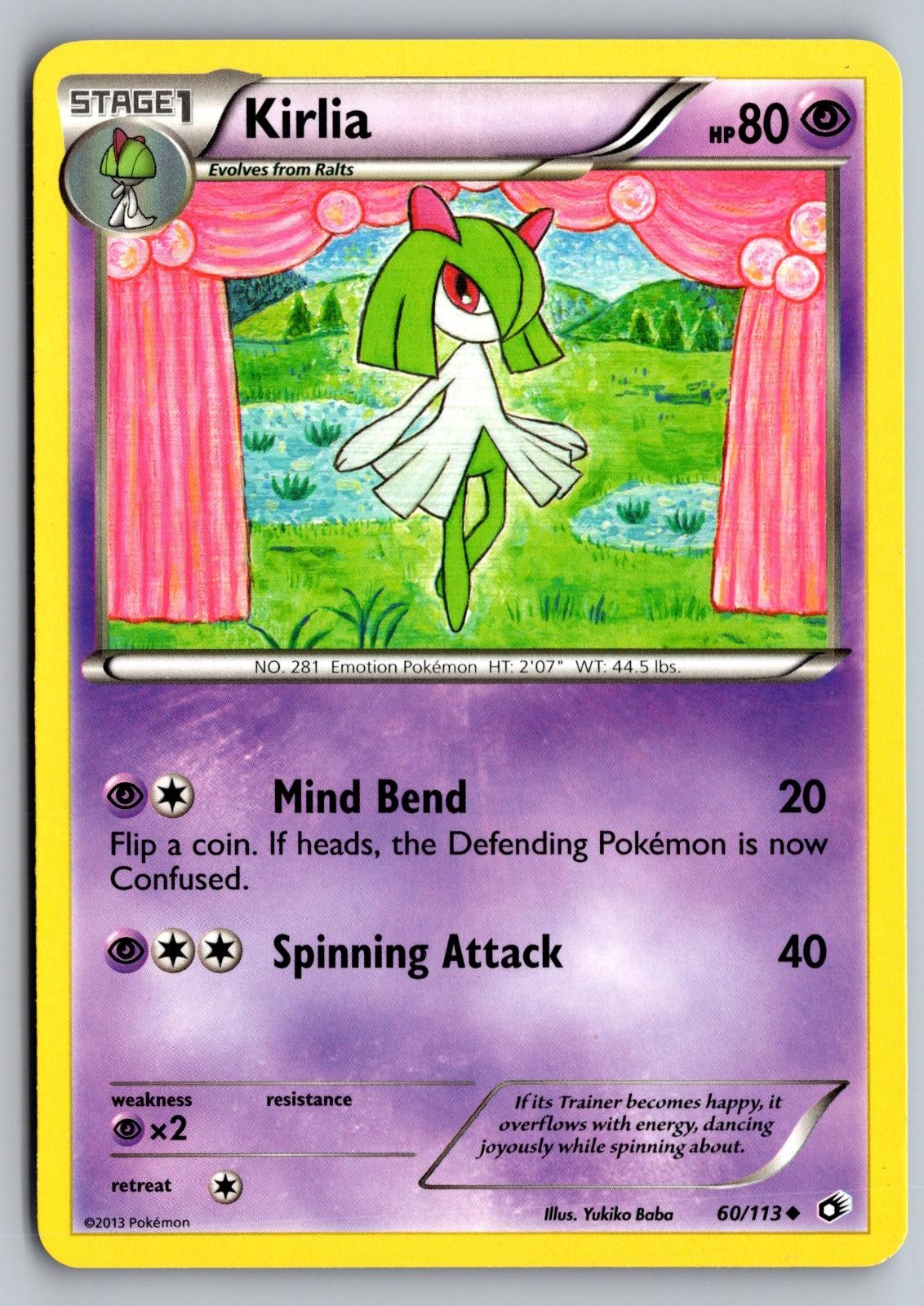 Kirlia 60/113 Uncommon Legendary Treasures Pokemon Moderately Played