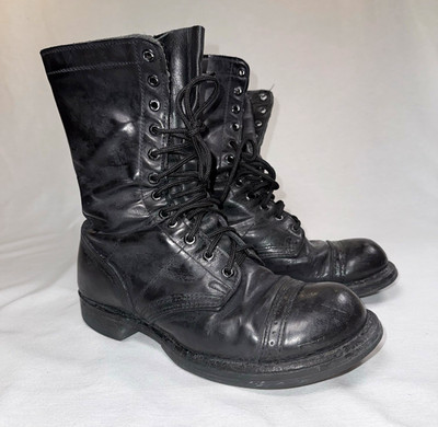 Corcoran Men's Black Leather Lace-Up Jump Boots Cap Toe Mid-Calf 7E USA Made
