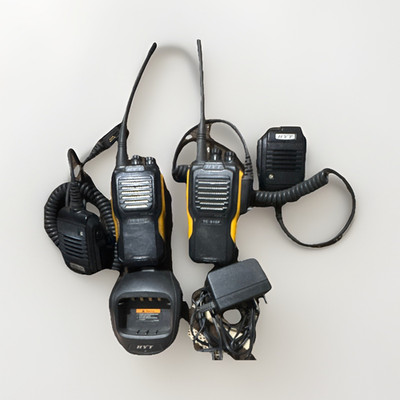 HYT TC-610P 2x Portable UHF P25 Digital Radios 16CH w/ Charger Speaker Mics