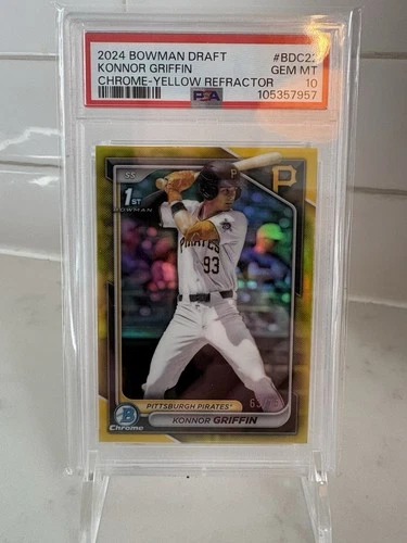 2024 Bowman Draft Chrome Konnor Griffin 1st Yellow Refractor /75 PSA 10 Pop 10